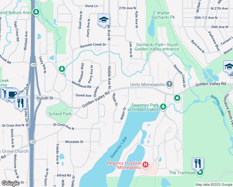 map of restaurants, bars, coffee shops, grocery stores, and more near 1930 Noble Drive in Minneapolis