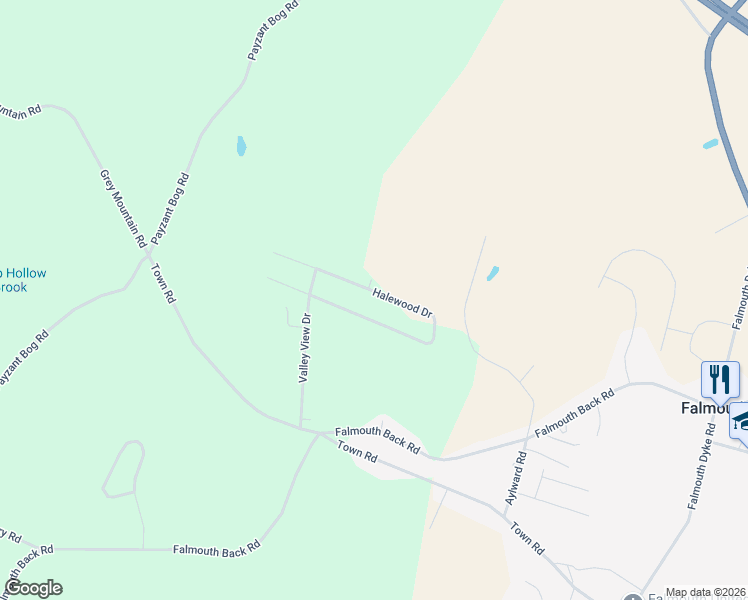 map of restaurants, bars, coffee shops, grocery stores, and more near 149 Halewood Drive in Falmouth