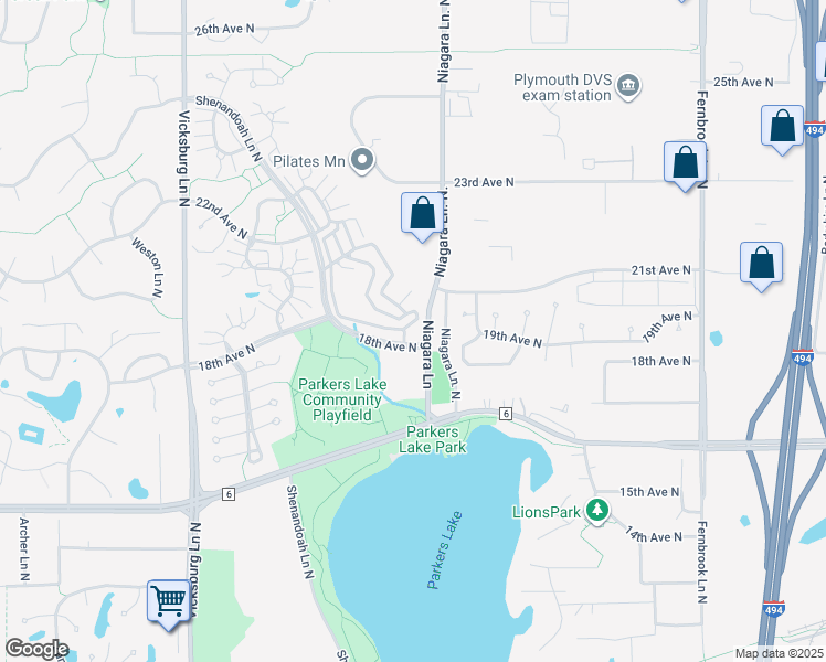 map of restaurants, bars, coffee shops, grocery stores, and more near 15100 18th Avenue North in Plymouth