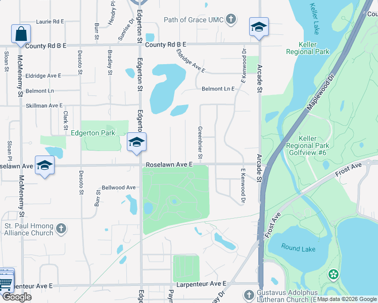map of restaurants, bars, coffee shops, grocery stores, and more near 1942 Lee Street in Saint Paul