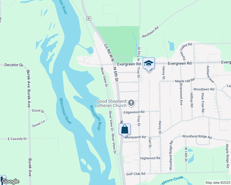 map of restaurants, bars, coffee shops, grocery stores, and more near 4120 North 6th Street in Wausau