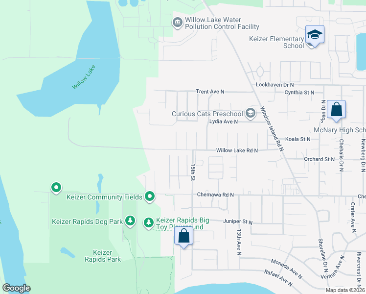 map of restaurants, bars, coffee shops, grocery stores, and more near 5219 Spring Leaf Court North in Keizer