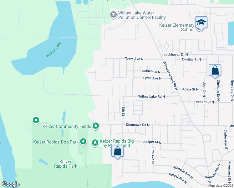 map of restaurants, bars, coffee shops, grocery stores, and more near 5219 Spring Leaf Court North in Keizer