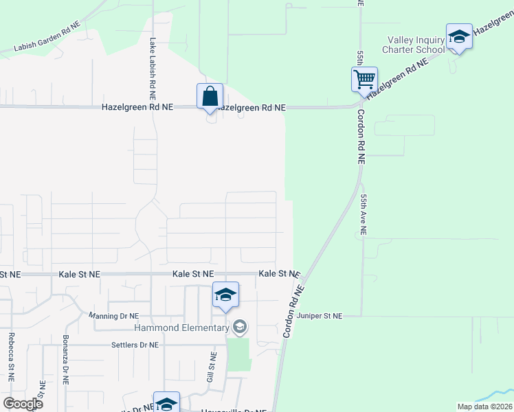 map of restaurants, bars, coffee shops, grocery stores, and more near 5170 Constellation Avenue Northeast in Salem