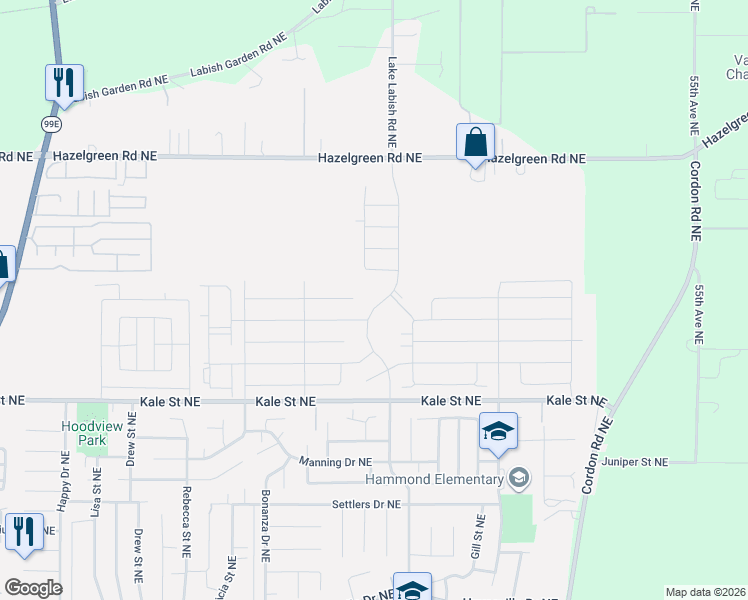 map of restaurants, bars, coffee shops, grocery stores, and more near 4850 Hazelgreen Road Northeast in Salem