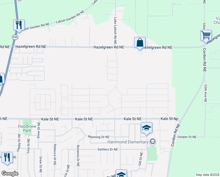 map of restaurants, bars, coffee shops, grocery stores, and more near 4850 Hazelgreen Road Northeast in Salem