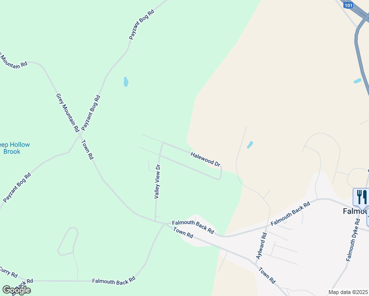 map of restaurants, bars, coffee shops, grocery stores, and more near 162 Halewood Drive in Falmouth