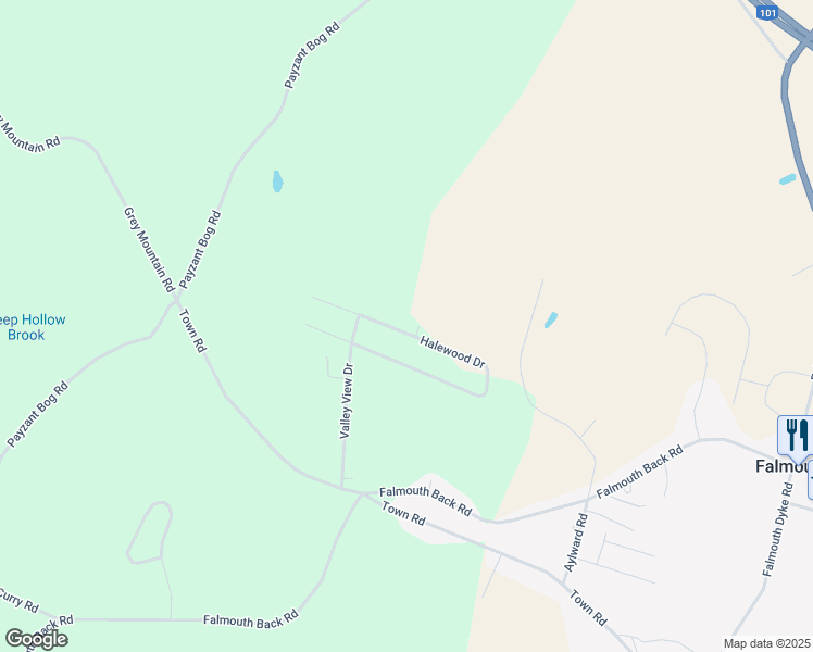 map of restaurants, bars, coffee shops, grocery stores, and more near 162 Halewood Drive in Falmouth