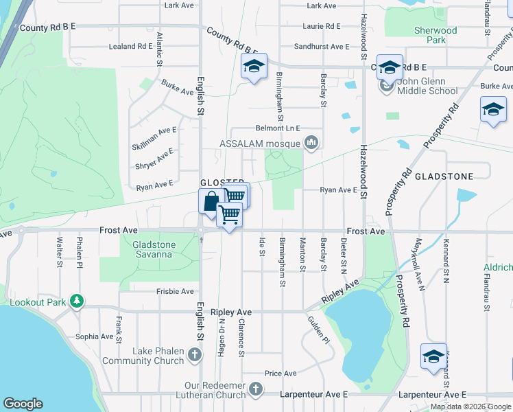 map of restaurants, bars, coffee shops, grocery stores, and more near 1949 Ide Street in Saint Paul