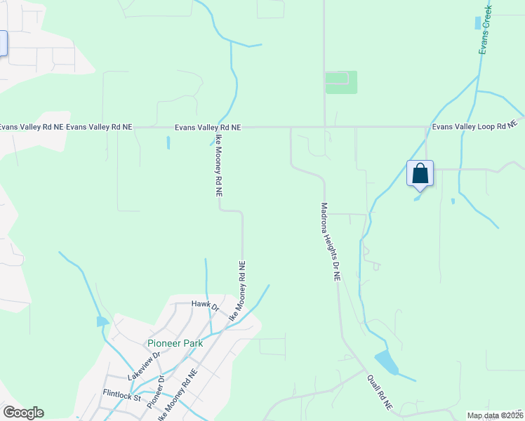 map of restaurants, bars, coffee shops, grocery stores, and more near 5086 Ike Mooney Road Northeast in Silverton