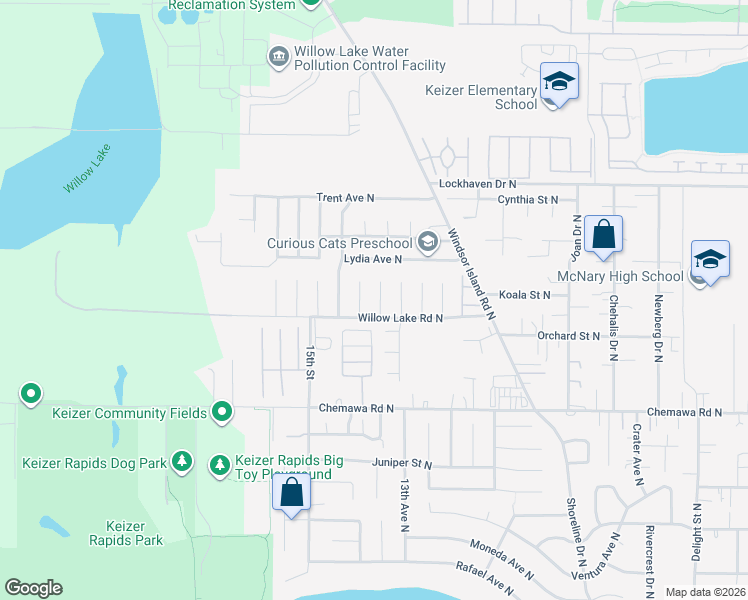 map of restaurants, bars, coffee shops, grocery stores, and more near 5212 Winter Leaf Court North in Keizer