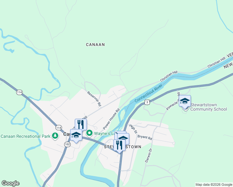 map of restaurants, bars, coffee shops, grocery stores, and more near 20 Holmes Street in Canaan