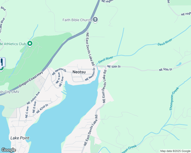 map of restaurants, bars, coffee shops, grocery stores, and more near 4945 NE East Devils Lake Rd in Lincoln