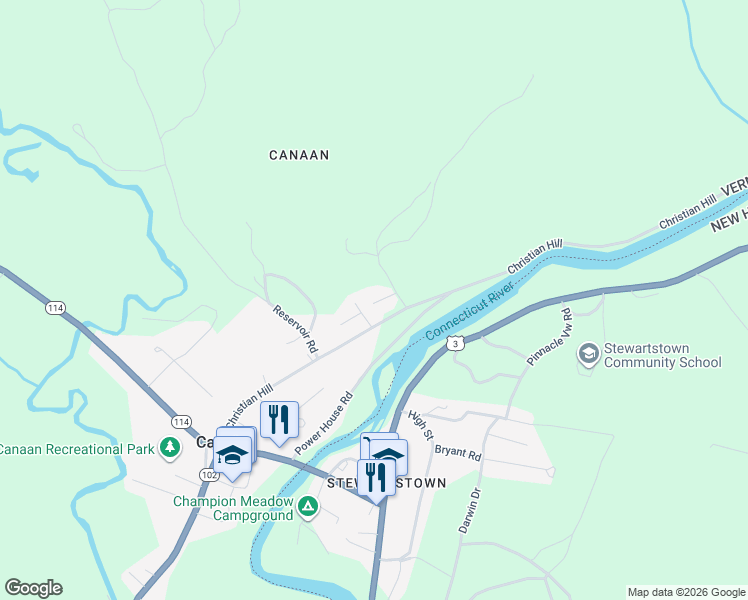 map of restaurants, bars, coffee shops, grocery stores, and more near 41 Green Hill Road in Canaan