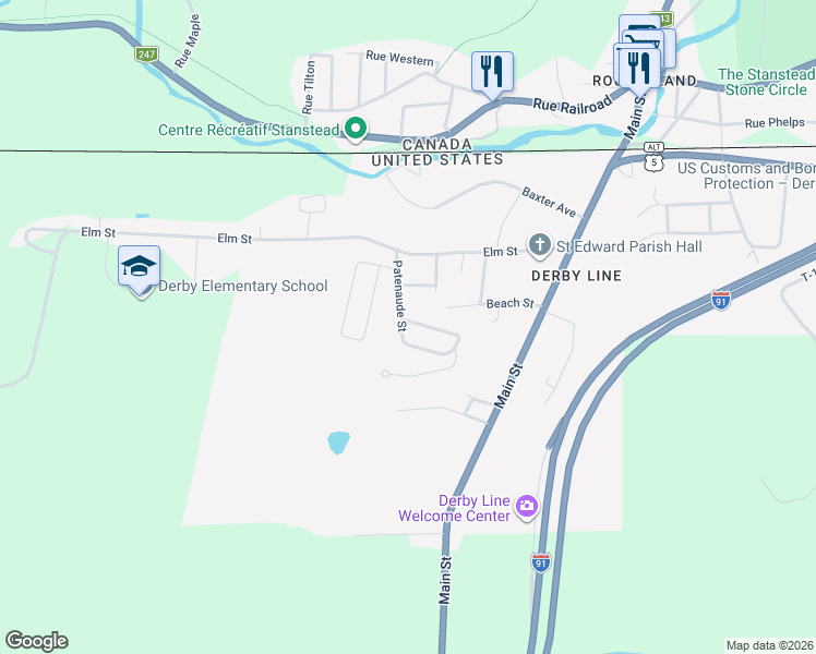 map of restaurants, bars, coffee shops, grocery stores, and more near 95 Patenaude Street in Derby