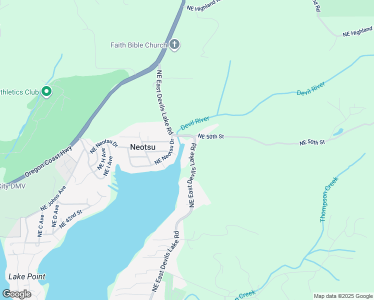map of restaurants, bars, coffee shops, grocery stores, and more near 4945 Northeast East Devils Lake Road in Otis