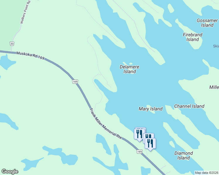 map of restaurants, bars, coffee shops, grocery stores, and more near 1078 McKenzie Road in Gravenhurst