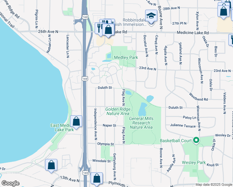 map of restaurants, bars, coffee shops, grocery stores, and more near 2009 Flag Avenue North in Minneapolis