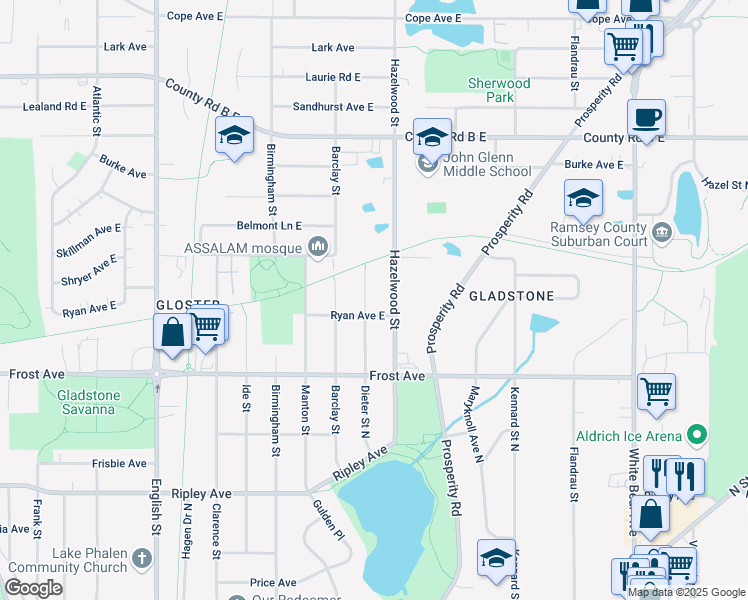 map of restaurants, bars, coffee shops, grocery stores, and more near 1997 Hazelwood Street in Saint Paul