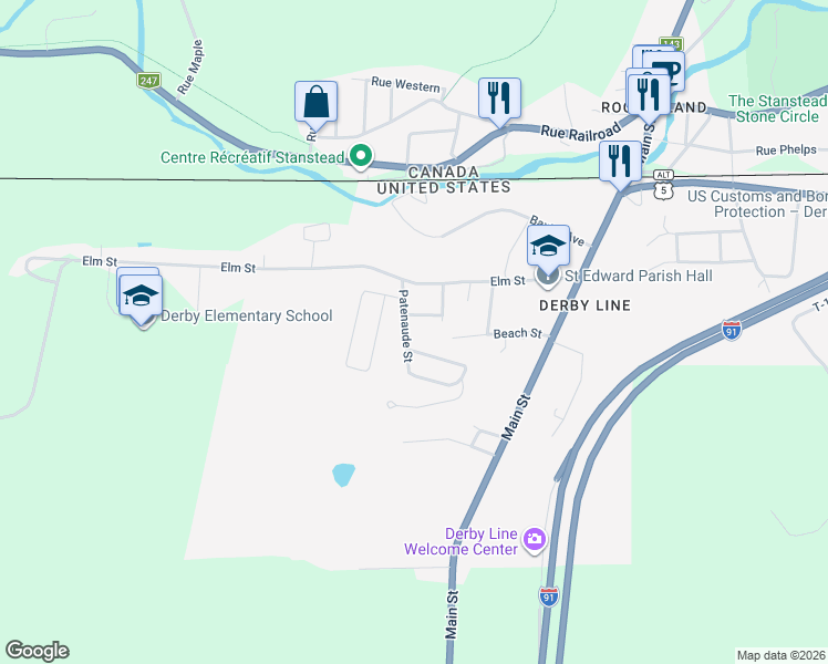 map of restaurants, bars, coffee shops, grocery stores, and more near 95 Patenaude Street in Derby