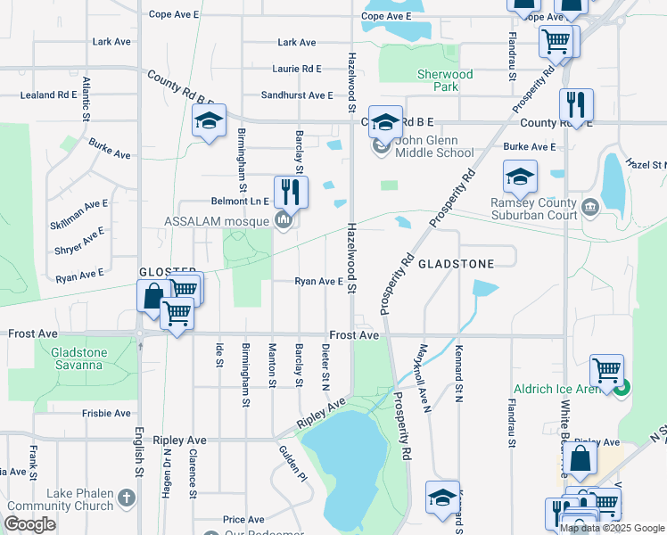 map of restaurants, bars, coffee shops, grocery stores, and more near 1997 Hazelwood Street in Saint Paul