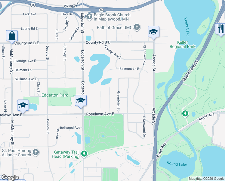 map of restaurants, bars, coffee shops, grocery stores, and more near 2002 Lee Street in Saint Paul
