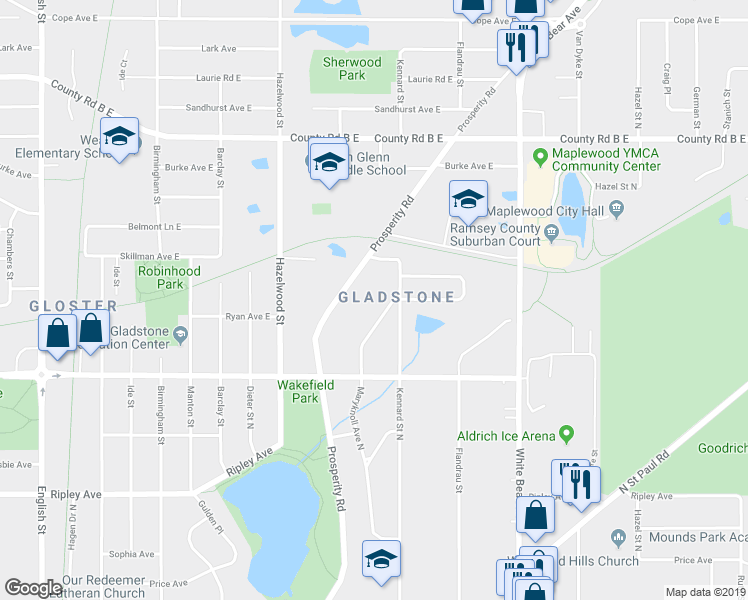map of restaurants, bars, coffee shops, grocery stores, and more near 1991 Maryknoll Avenue North in Saint Paul