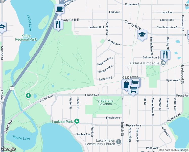 map of restaurants, bars, coffee shops, grocery stores, and more near 1995 Duluth Street in Saint Paul