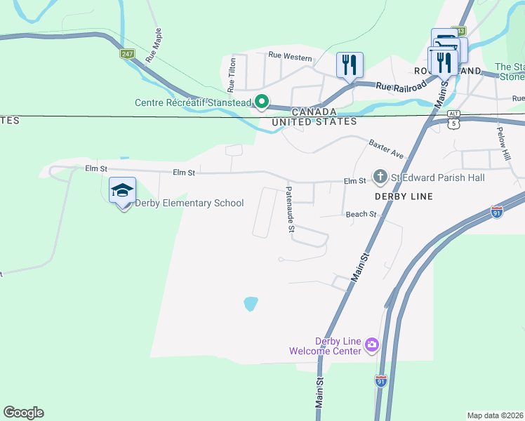 map of restaurants, bars, coffee shops, grocery stores, and more near 42 Dashner Drive in Derby