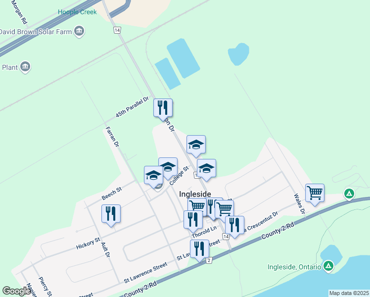 map of restaurants, bars, coffee shops, grocery stores, and more near 60 Dickinson Drive in Ingleside