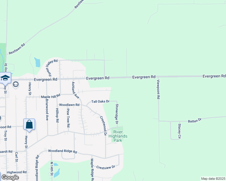 map of restaurants, bars, coffee shops, grocery stores, and more near 1822 Maple Hill Road in Wausau