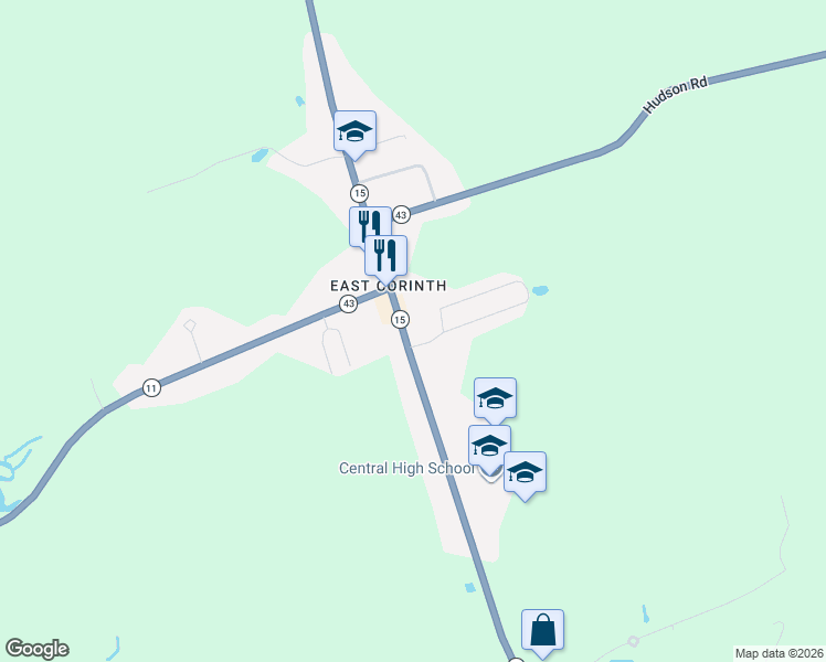 map of restaurants, bars, coffee shops, grocery stores, and more near 501 Main Street in Corinth