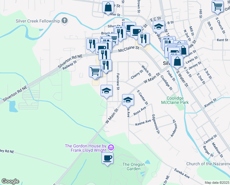 map of restaurants, bars, coffee shops, grocery stores, and more near 212 South Street in Silverton