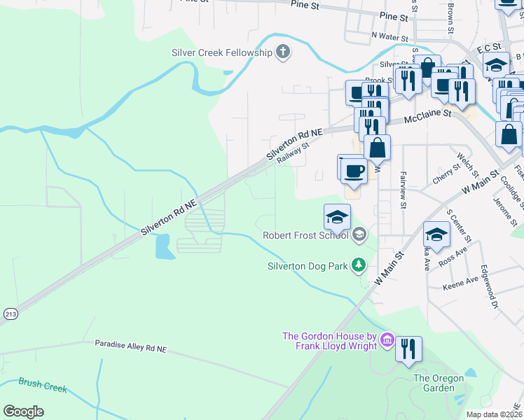 map of restaurants, bars, coffee shops, grocery stores, and more near 872 Laurel Place in Silverton