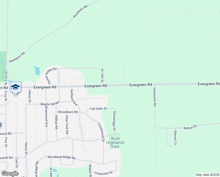 map of restaurants, bars, coffee shops, grocery stores, and more near 156135 Evergreen Road in Wausau
