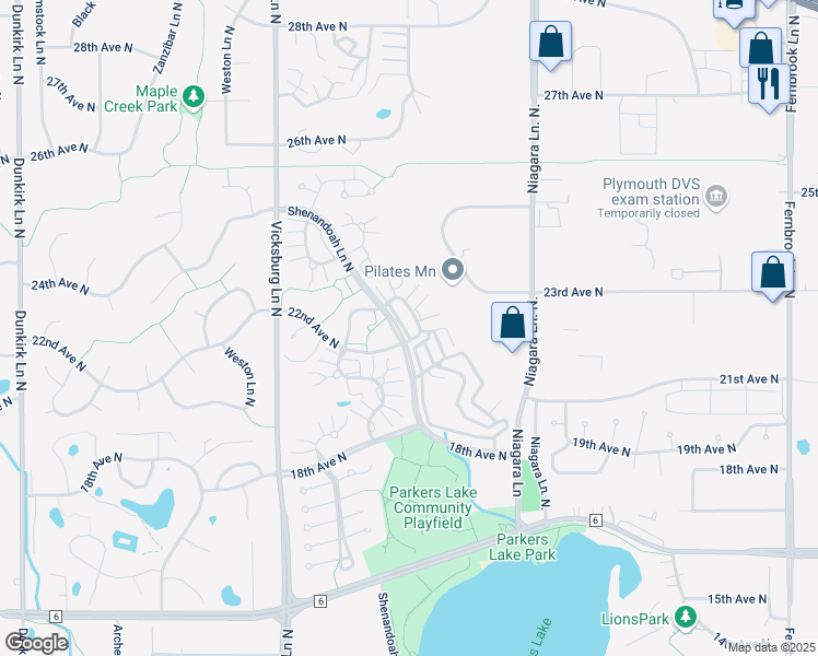 map of restaurants, bars, coffee shops, grocery stores, and more near 13 Ranchview Lane North in Plymouth