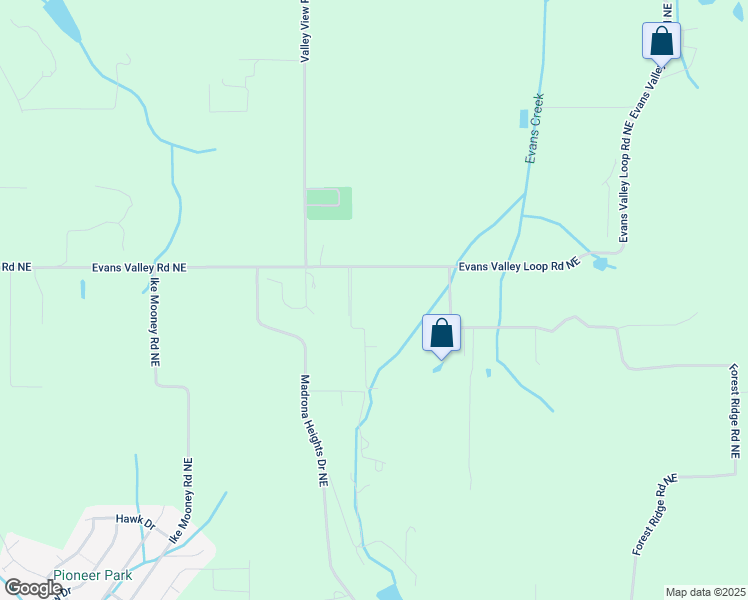 map of restaurants, bars, coffee shops, grocery stores, and more near 15378 Evans Valley Road Northeast in Silverton
