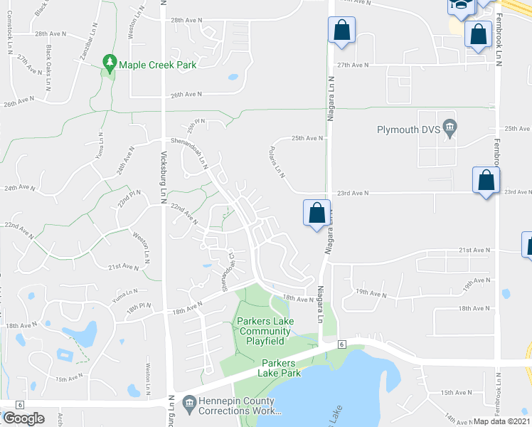 map of restaurants, bars, coffee shops, grocery stores, and more near 2230 Ranchview Lane North in Plymouth