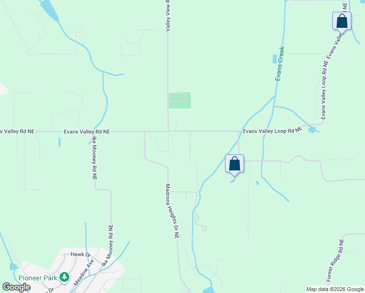 map of restaurants, bars, coffee shops, grocery stores, and more near 5310 Hillview Lane Northeast in Silverton