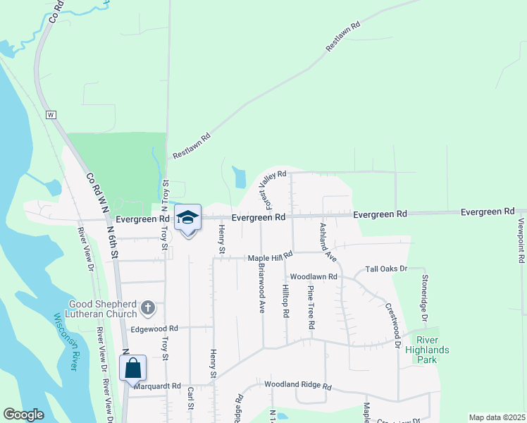 map of restaurants, bars, coffee shops, grocery stores, and more near 4402 Forest Valley Road in Wausau