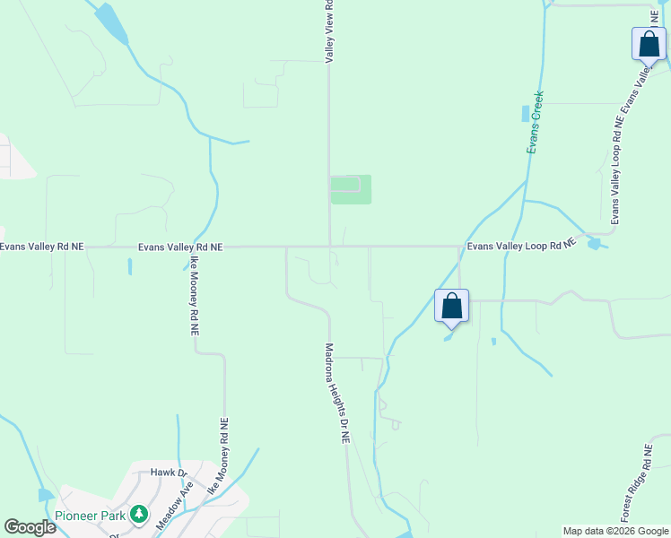 map of restaurants, bars, coffee shops, grocery stores, and more near 5310 Hillview Lane Northeast in Silverton