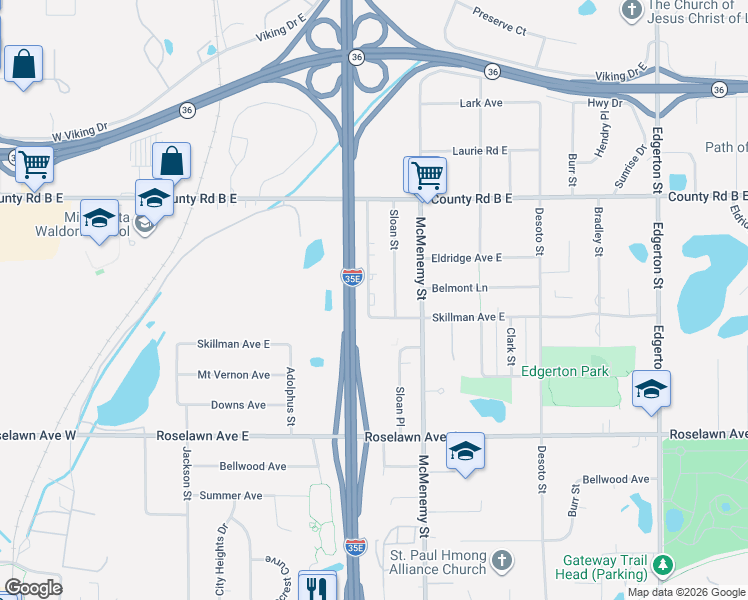 map of restaurants, bars, coffee shops, grocery stores, and more near 2056 Mississippi Street in Saint Paul