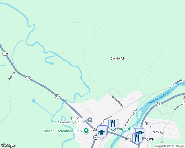map of restaurants, bars, coffee shops, grocery stores, and more near 378 Reservoir Road in Canaan