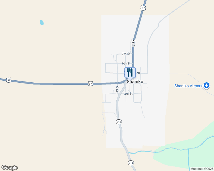 map of restaurants, bars, coffee shops, grocery stores, and more near in Shaniko