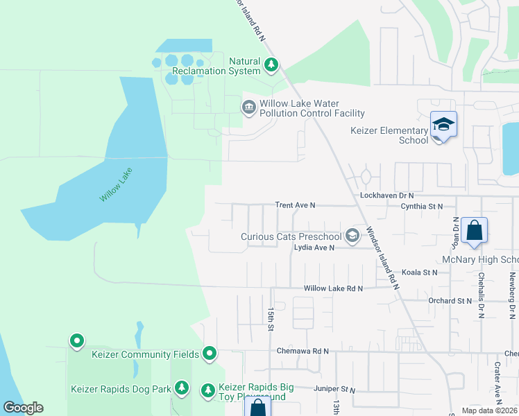 map of restaurants, bars, coffee shops, grocery stores, and more near 5445 Lakeport Street North in Keizer