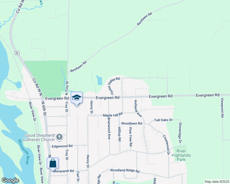 map of restaurants, bars, coffee shops, grocery stores, and more near 4402-4404 Forest Valley Road in Wausau