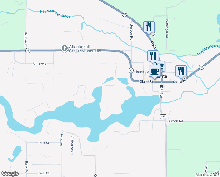 map of restaurants, bars, coffee shops, grocery stores, and more near 12095 Doty Street in Atlanta