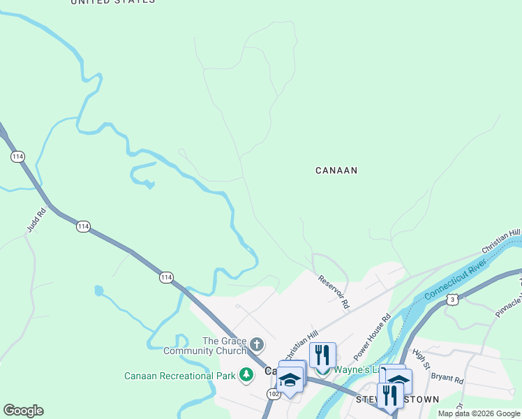 map of restaurants, bars, coffee shops, grocery stores, and more near 378 Reservoir Road in Canaan
