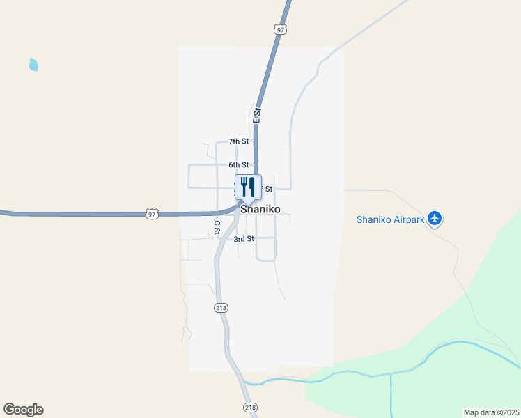 map of restaurants, bars, coffee shops, grocery stores, and more near in Shaniko