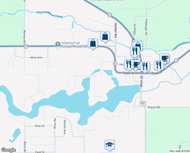 map of restaurants, bars, coffee shops, grocery stores, and more near 11299 Riverview Park in Briley
